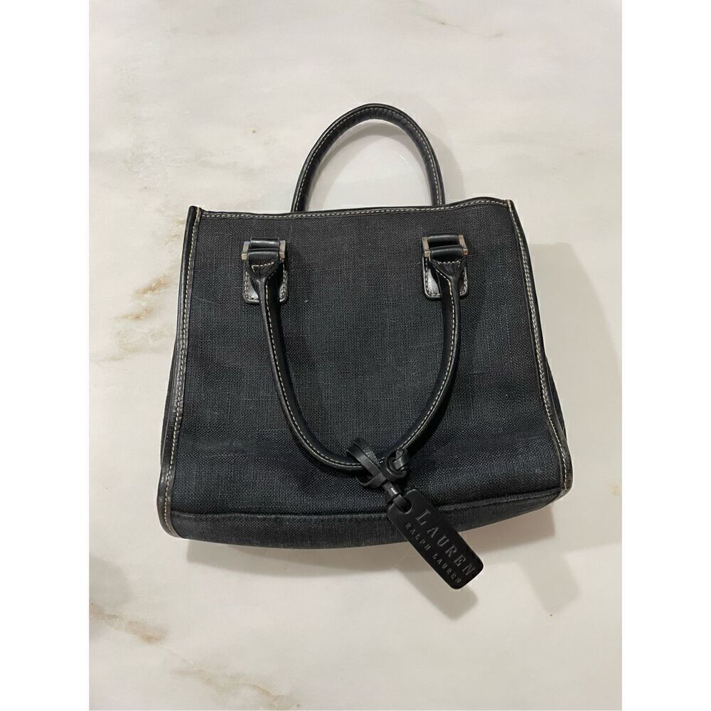 Lauren by Ralph Lauren Charcoal Black Fabric Small Hand Bag